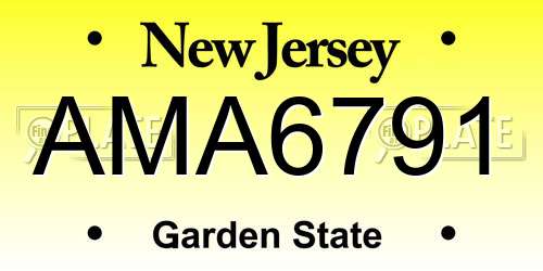 AMA6791 New Jersey License Plate