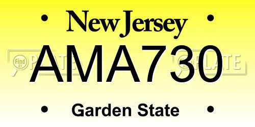 AMA730 New Jersey License Plate