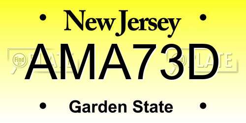 AMA73D New Jersey License Plate