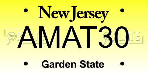 AMAT30 New Jersey License Plate