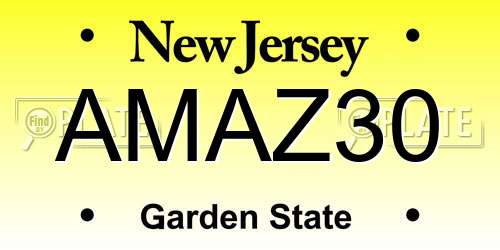 AMAZ30 New Jersey License Plate