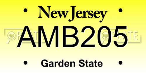 AMB205 New Jersey License Plate