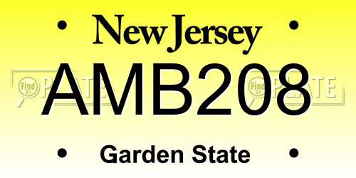 AMB208 New Jersey License Plate