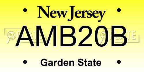 AMB20B New Jersey License Plate