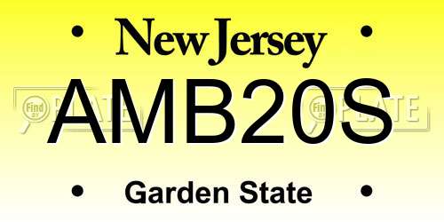 AMB20S New Jersey License Plate