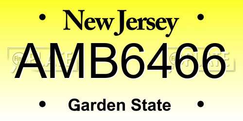 AMB6466 New Jersey License Plate
