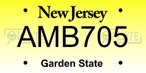 AMB705 New Jersey License Plate