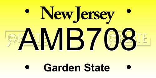 AMB708 New Jersey License Plate