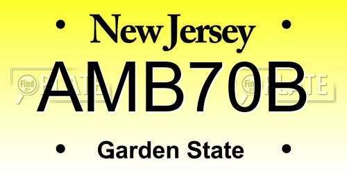 AMB70B New Jersey License Plate