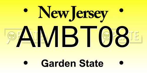 AMBT08 New Jersey License Plate