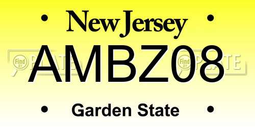 AMBZ08 New Jersey License Plate