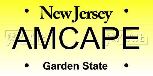 AMCAPE New Jersey License Plate