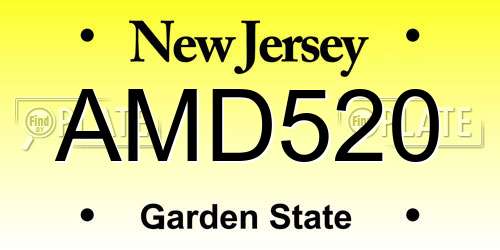 AMD520 New Jersey License Plate