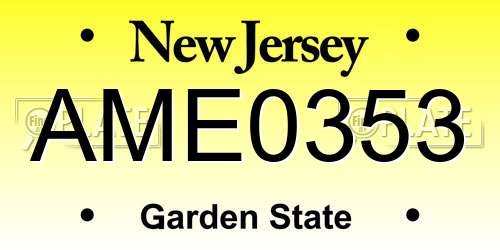 AME0353 New Jersey License Plate