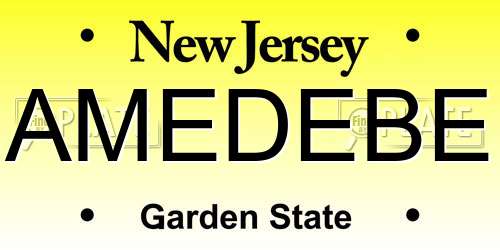 AMEDEBE New Jersey License Plate