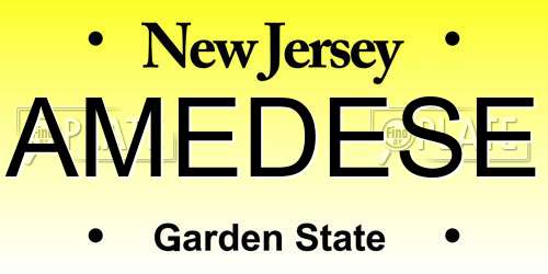 AMEDESE New Jersey License Plate