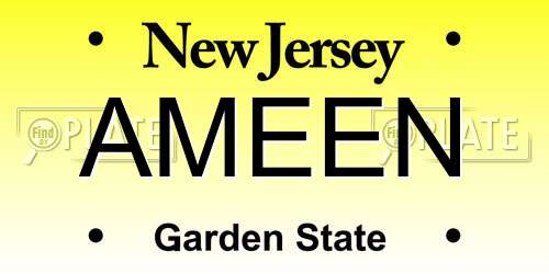 AMEEN New Jersey License Plate