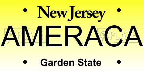 AMERACA New Jersey License Plate