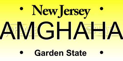 AMGHAHA New Jersey License Plate