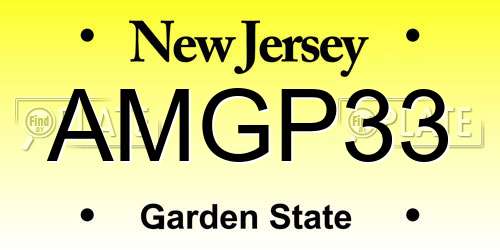 AMGP33 New Jersey License Plate
