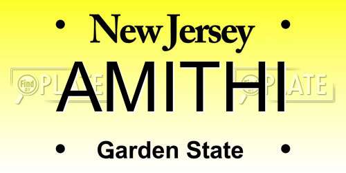 AMITHI New Jersey License Plate