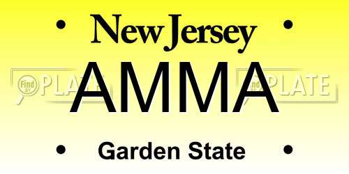 AMMA New Jersey License Plate