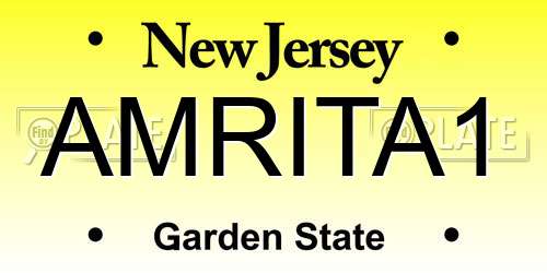 AMRITA1 New Jersey License Plate