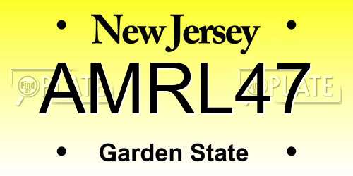 AMRL47 New Jersey License Plate
