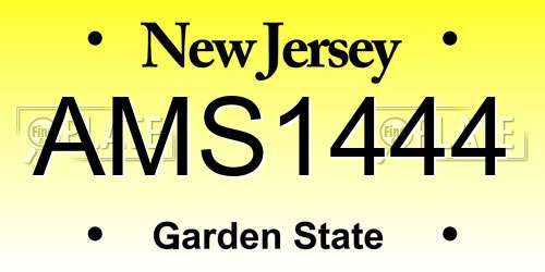 AMS1444 New Jersey License Plate