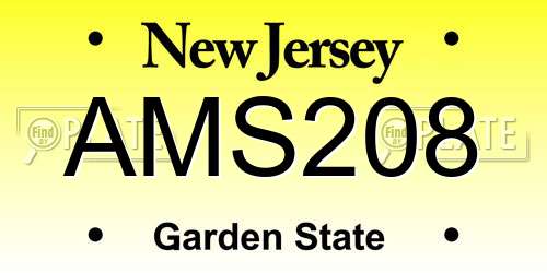 AMS208 New Jersey License Plate
