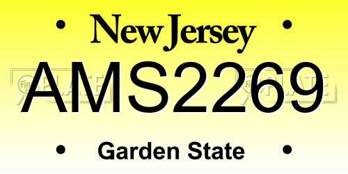 AMS2269 New Jersey License Plate