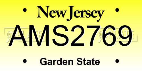 AMS2769 New Jersey License Plate