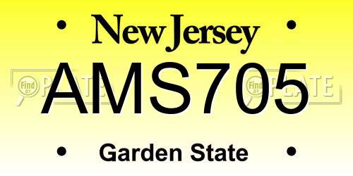 AMS705 New Jersey License Plate