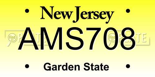 AMS708 New Jersey License Plate