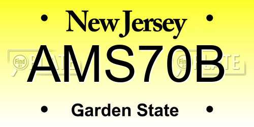 AMS70B New Jersey License Plate