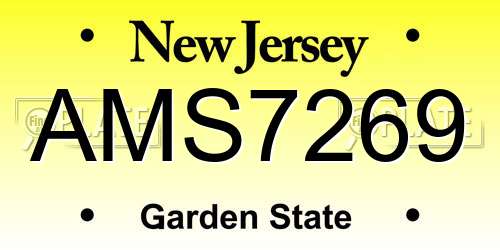 AMS7269 New Jersey License Plate