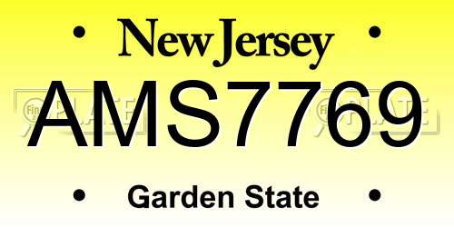 AMS7769 New Jersey License Plate