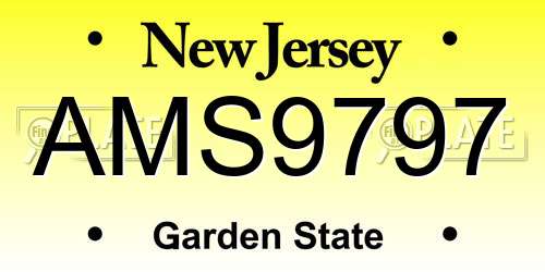 AMS9797 New Jersey License Plate