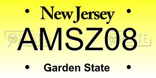 AMSZ08 New Jersey License Plate