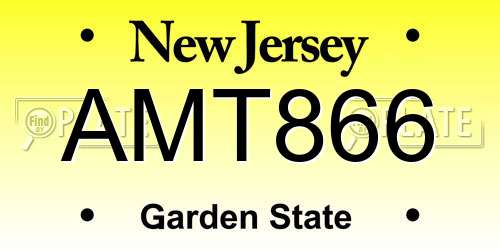 AMT866 New Jersey License Plate