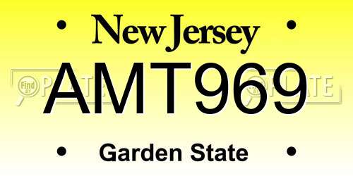 AMT969 New Jersey License Plate