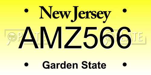 AMZ566 New Jersey License Plate
