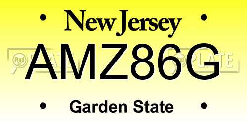 AMZ86G New Jersey License Plate