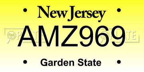 AMZ969 New Jersey License Plate