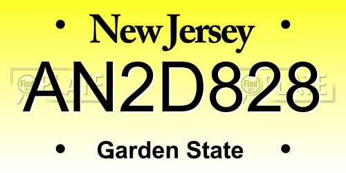 AN2D828 New Jersey License Plate