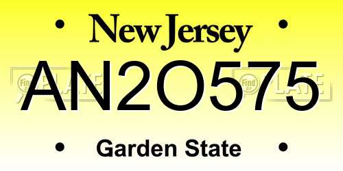 AN2O575 New Jersey License Plate