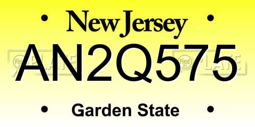 AN2Q575 New Jersey License Plate
