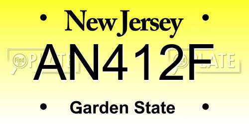 AN412F New Jersey License Plate