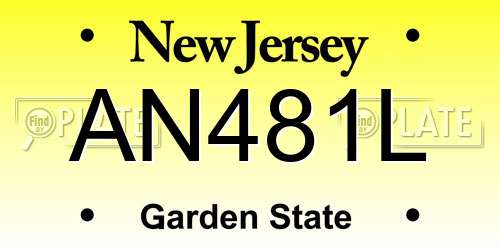 AN481L New Jersey License Plate