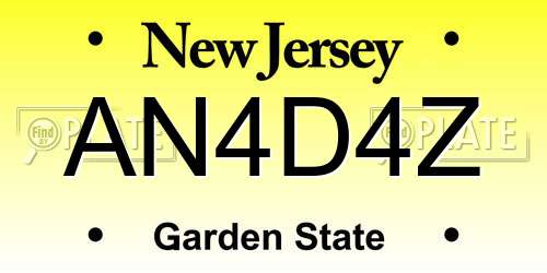 AN4D4Z New Jersey License Plate